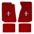 64-73 Floor Mats, Red w/Pony + Bars Emblem (Coupe)